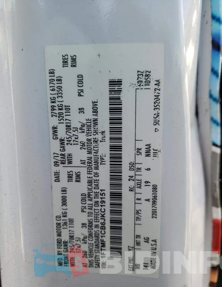 1FTMF1CB6JKC19151 Photo# 10