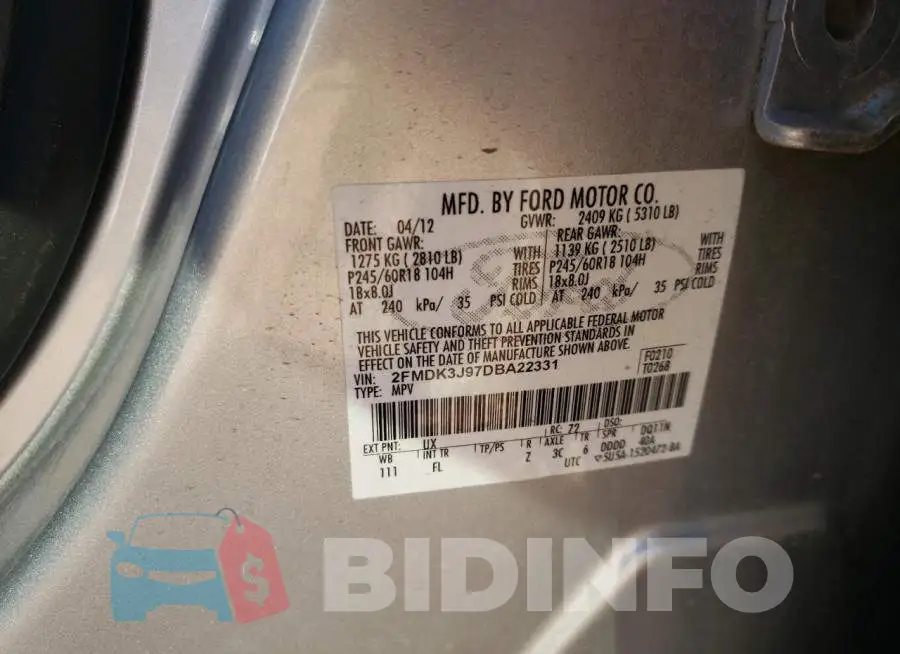 2FMDK3J97DBA22331 Photo# 13