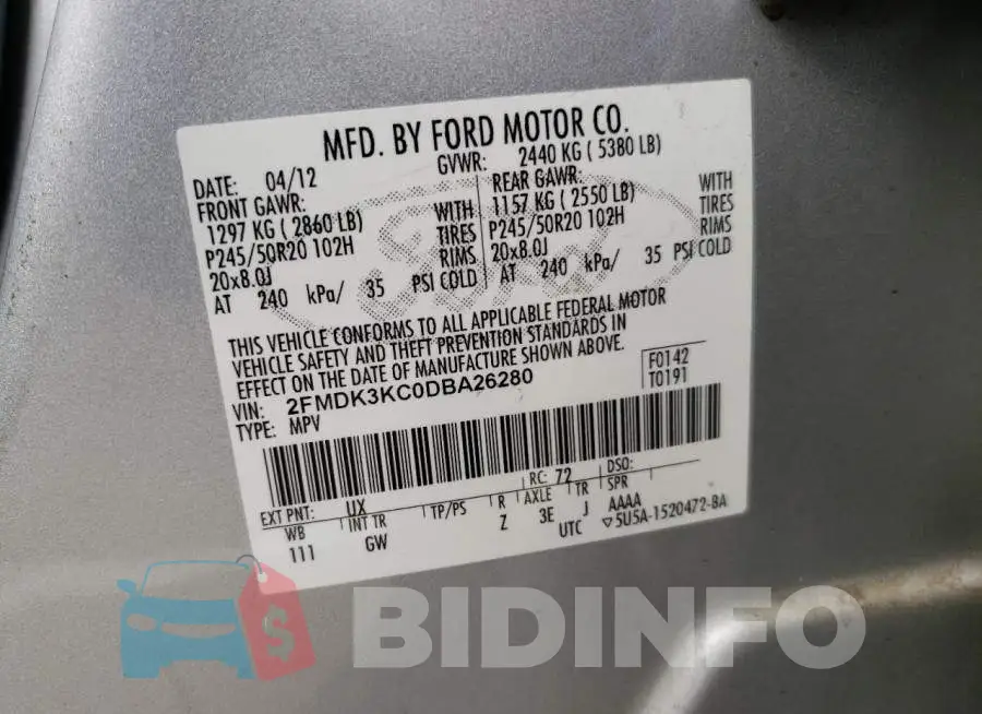 2FMDK3KC0DBA26280 Photo# 13