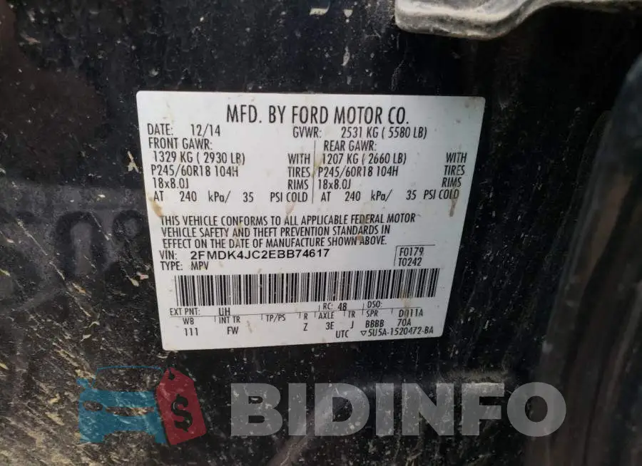 2FMDK4JC2EBB74617 Photo# 13