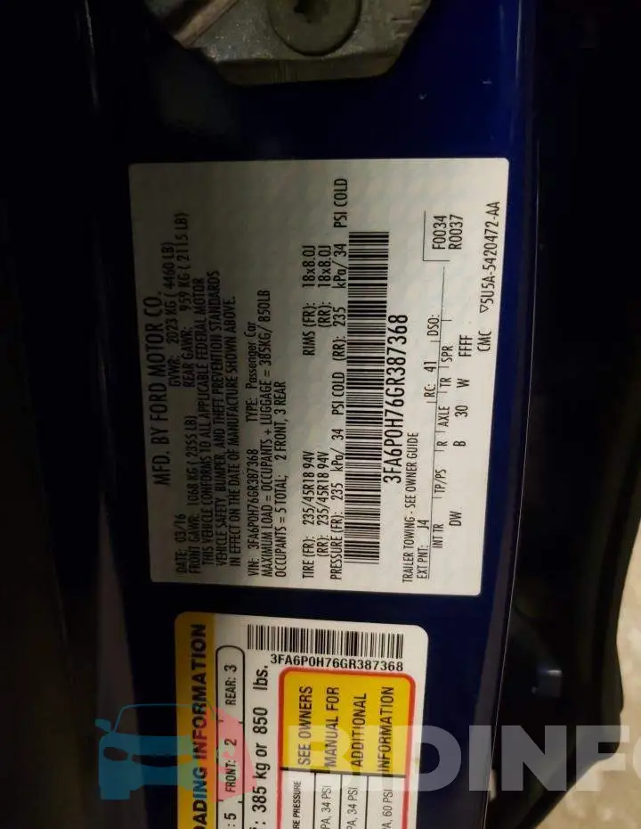 3FA6P0H76GR387368 Photo# 10