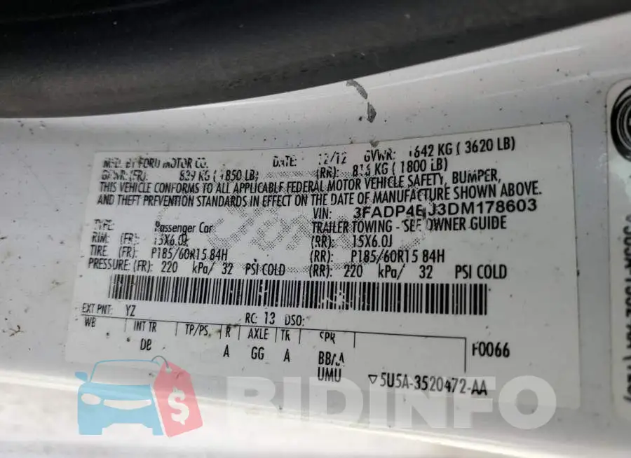 3FADP4BJ3DM178603 Photo# 10