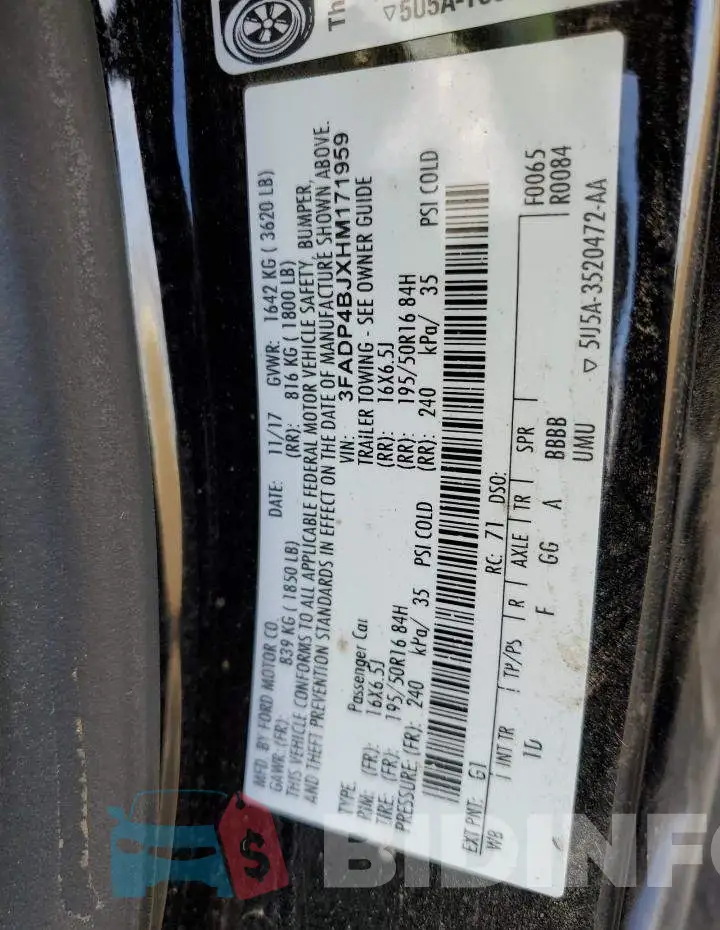 3FADP4BJXHM171959 Photo# 10