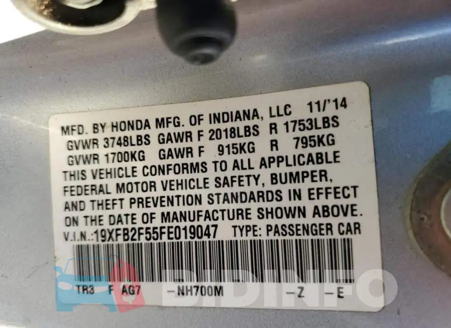 19XFB2F55FE019047 Photo# 10
