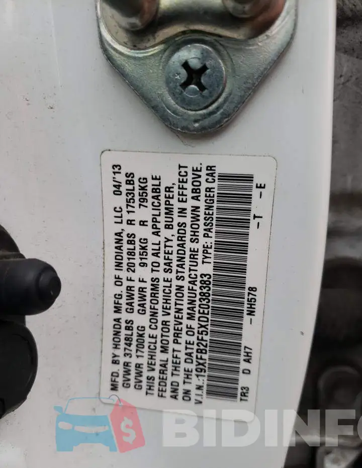19XFB2F5XDE038383 Photo# 12