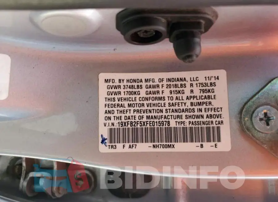 19XFB2F5XFE015978 Photo# 10