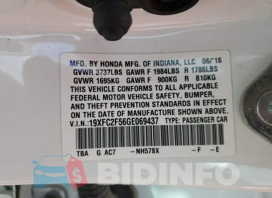 19XFC2F56GE069437 Photo# 10
