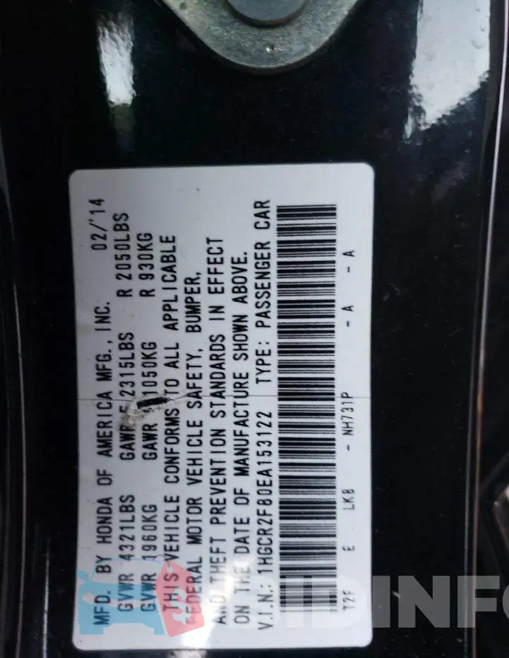 1HGCR2F80EA153122 Photo# 12