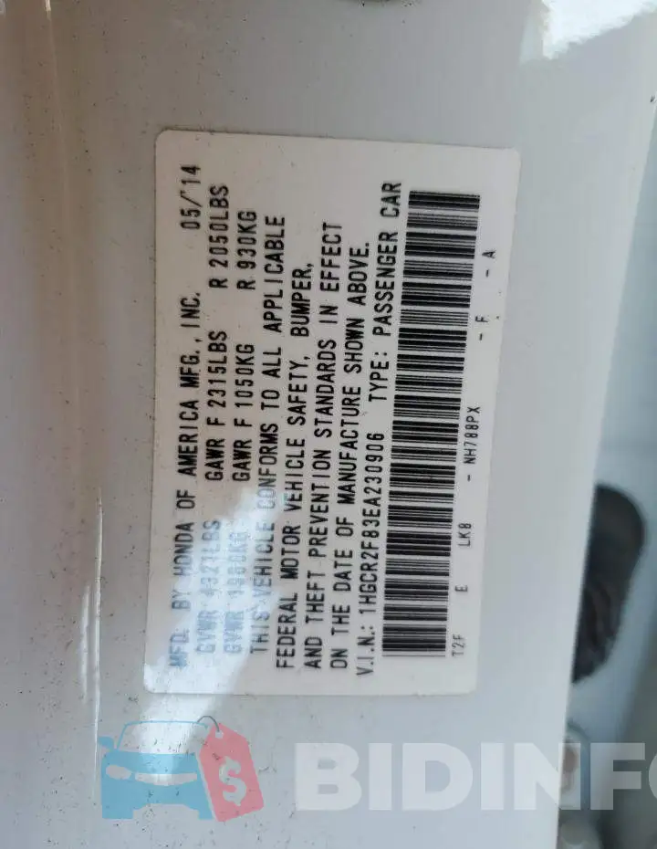 1HGCR2F83EA230906 Photo# 10