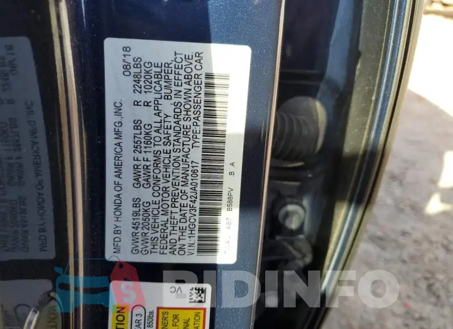 1HGCV3F42JA010617 Photo# 10