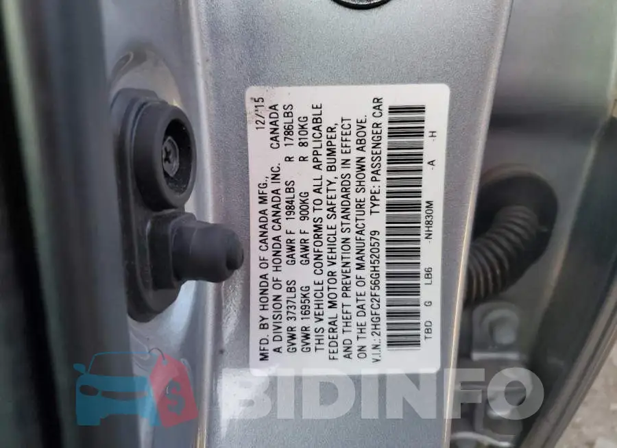 2HGFC2F56GH520579 Photo# 12