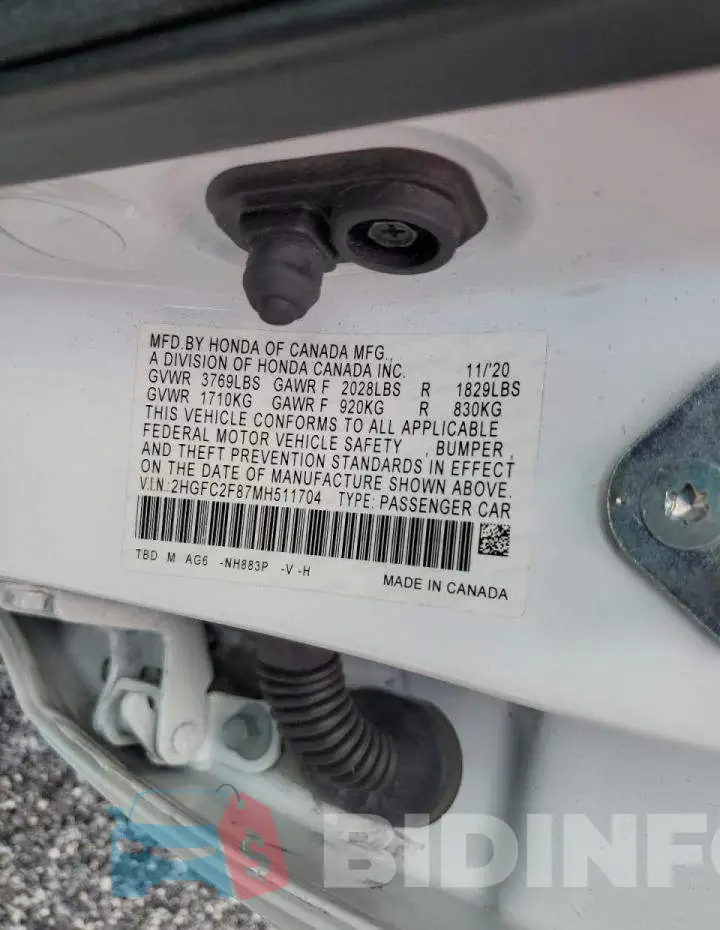 2HGFC2F87MH511704 Photo# 10