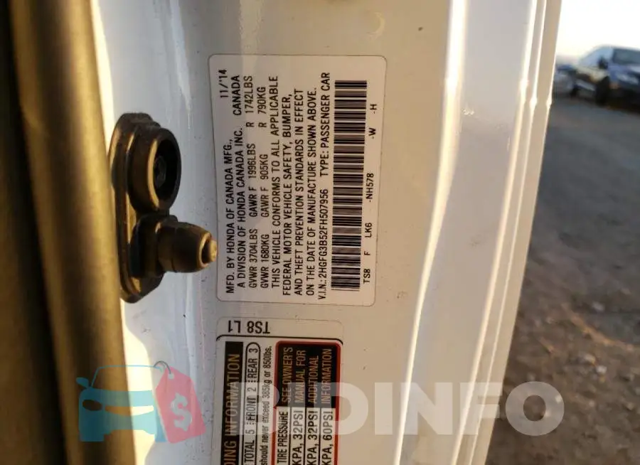 2HGFG3B52FH507956 Photo# 12
