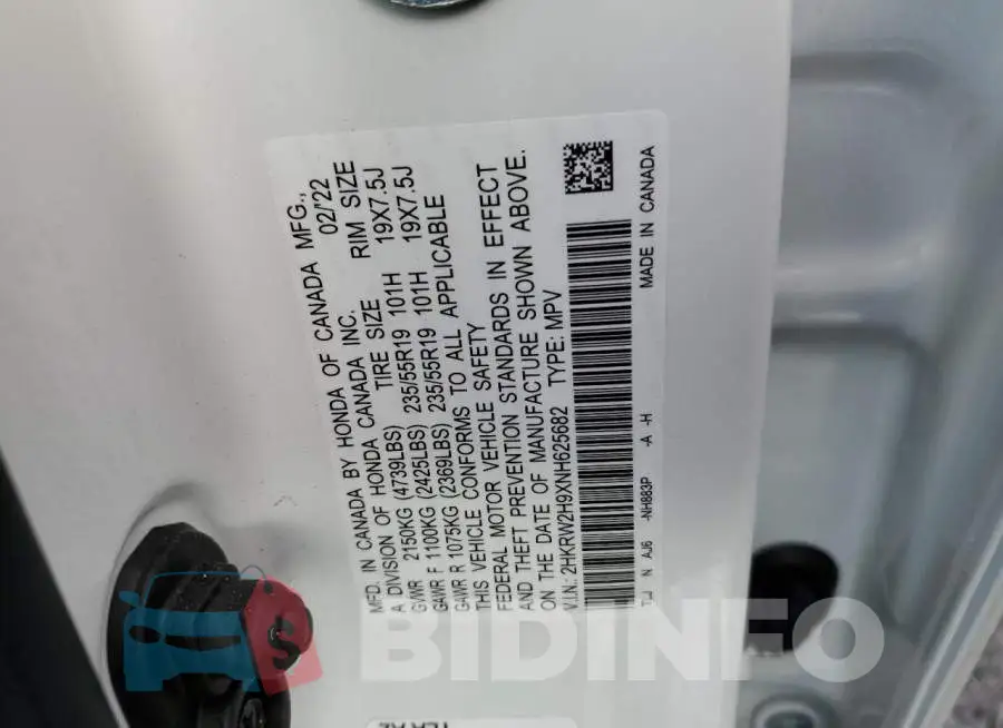 2HKRW2H9XNH625682 Photo# 13