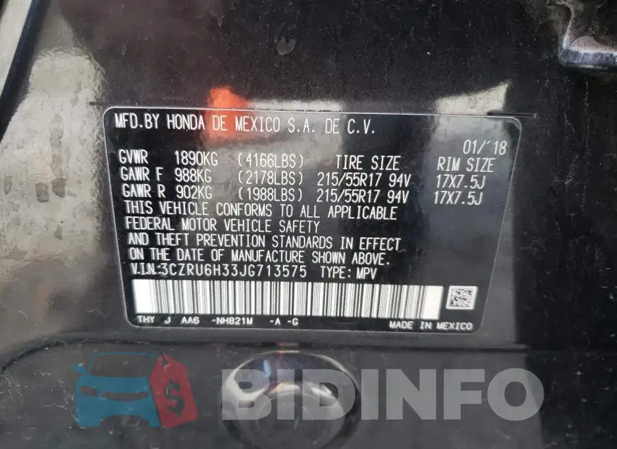 3CZRU6H33JG713575 Photo# 10