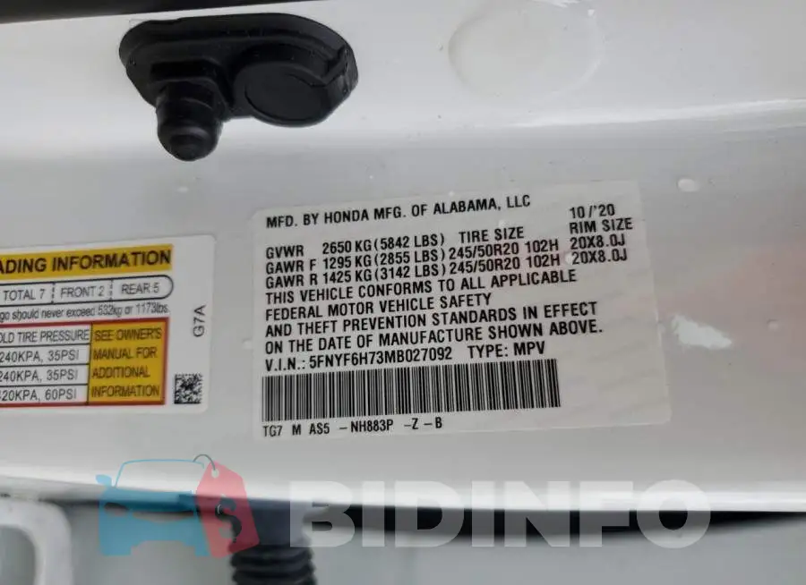 5FNYF6H73MB027092 Photo# 10