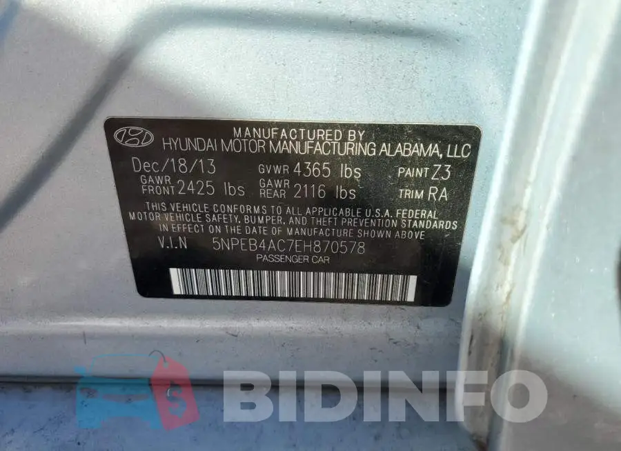 5NPEB4AC7EH870578 Photo# 12