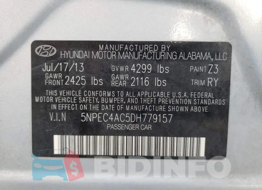 5NPEC4AC5DH779157 Photo# 13