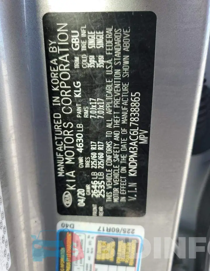 KNDPM3AC6L7838865 Photo# 10