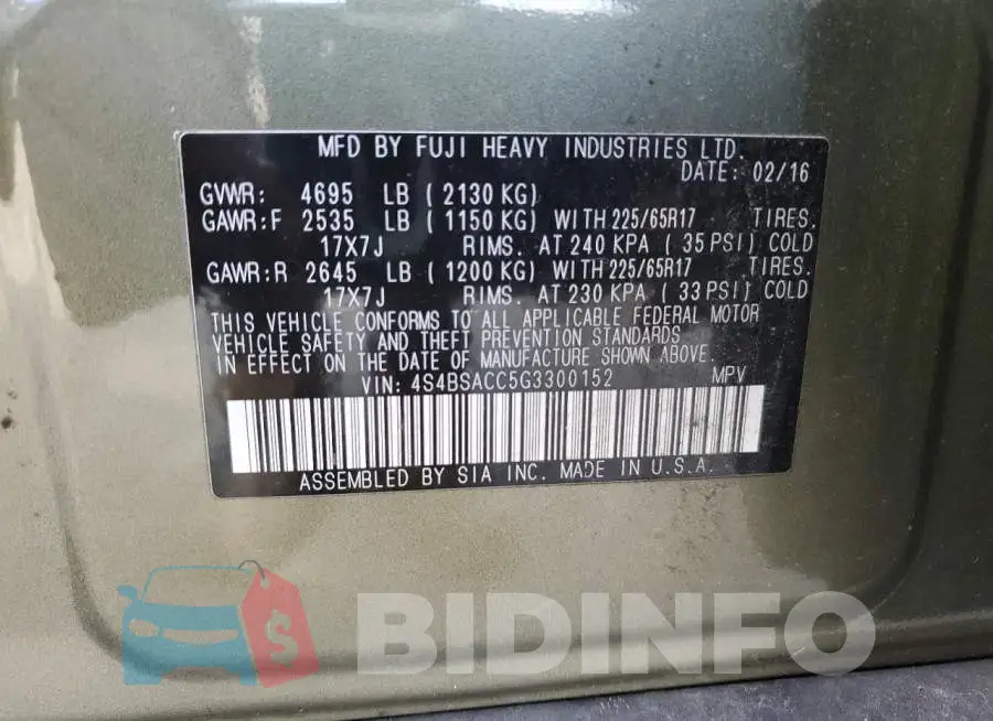 4S4BSACC5G3300152 Photo# 10