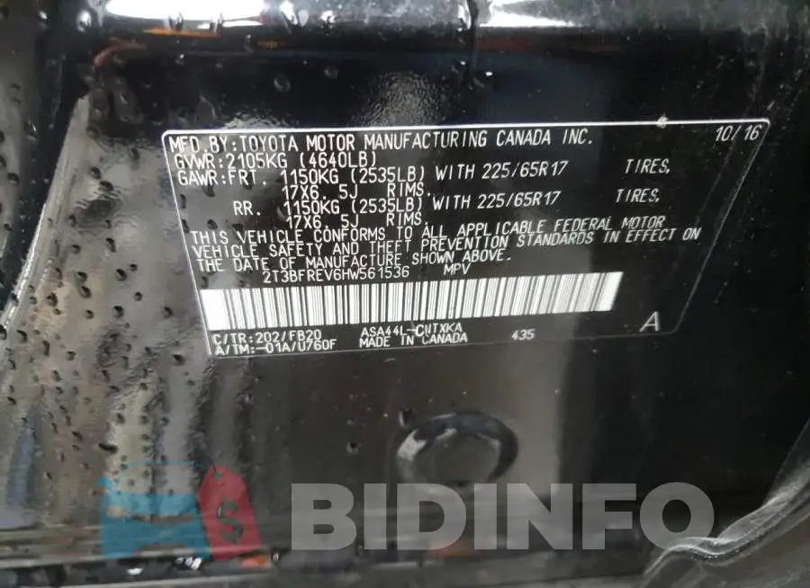 2T3BFREV6HW561536 Photo# 10
