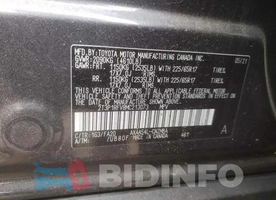 2T3P1RFV8MC213073 Photo# 10