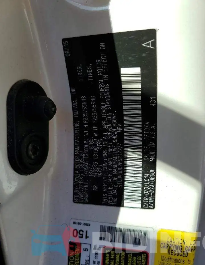 5TDDK3DC2FS117277 Photo# 10
