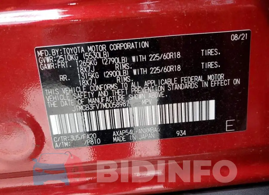 JTMCB3FV7MD058987 Photo# 14