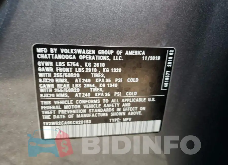 1V2WR2CA0KC620153 Photo# 13