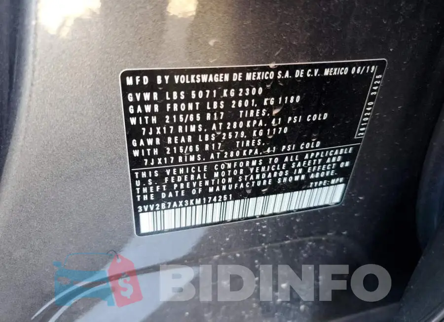 3VV2B7AX3KM174251 Photo# 10