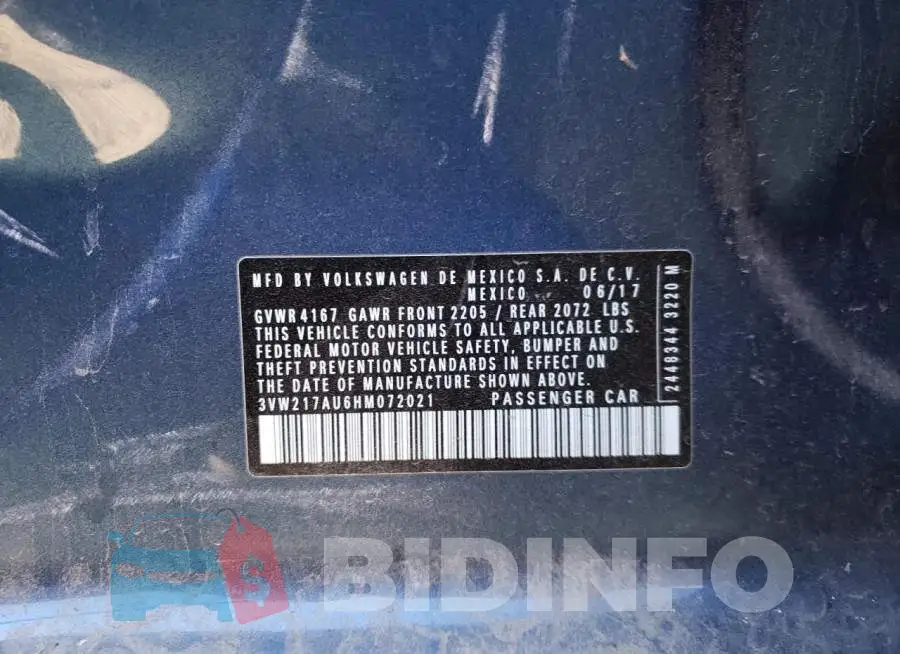 3VW217AU6HM072021 Photo# 10