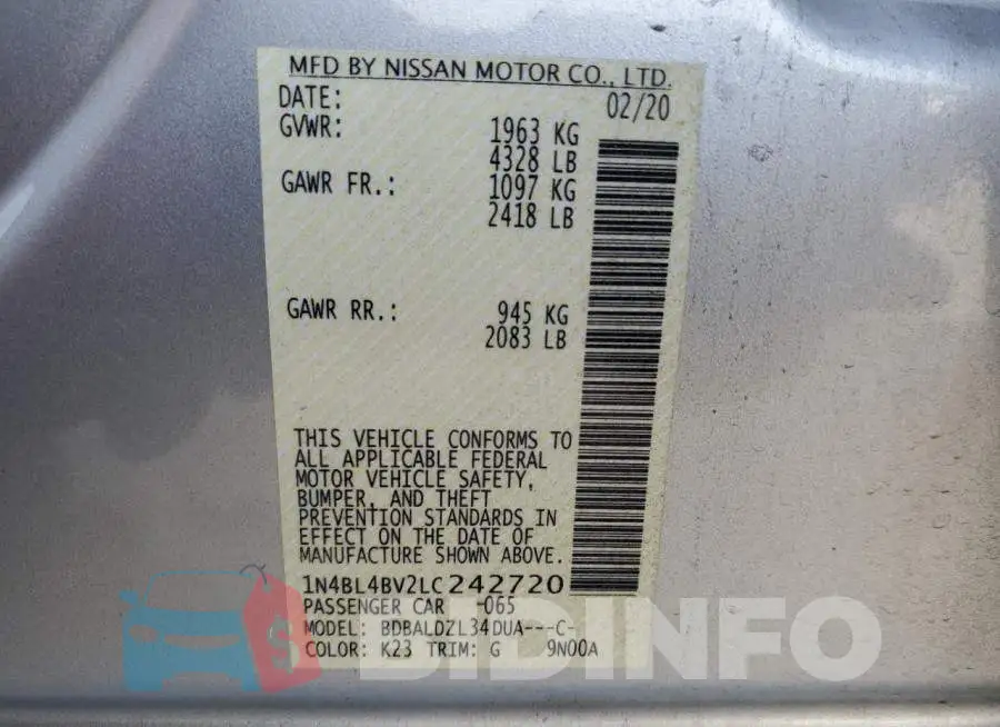 1N4BL4BV2LC242720 Photo# 10