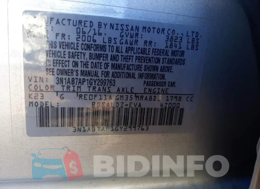 3N1AB7AP1GY299763 Photo# 10