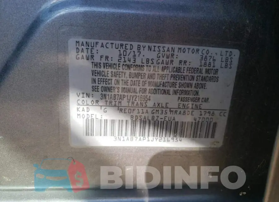3N1AB7AP1JY216954 Photo# 10