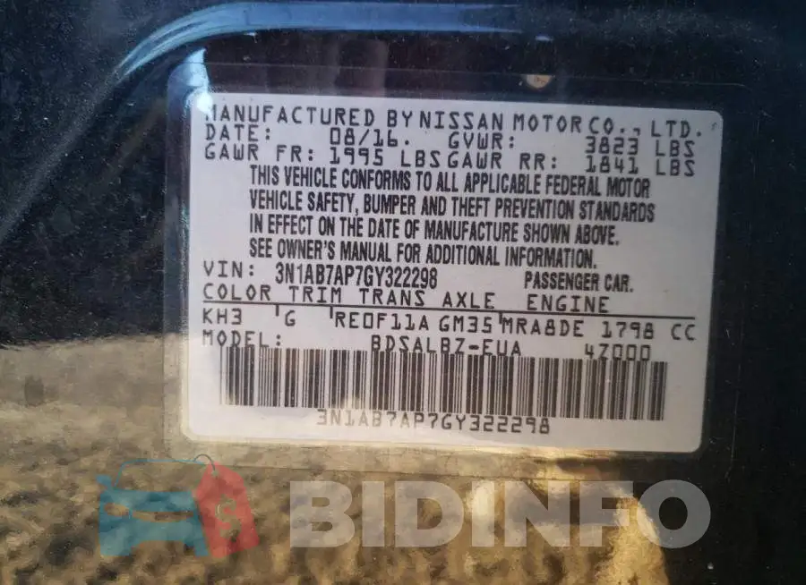 3N1AB7AP7GY322298 Photo# 10