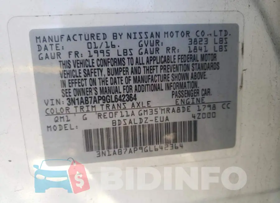 3N1AB7AP9GL642364 Photo# 10
