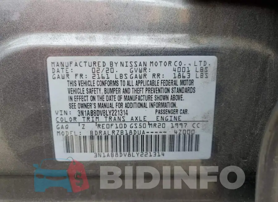 3N1AB8DV8LY221314 Photo# 10