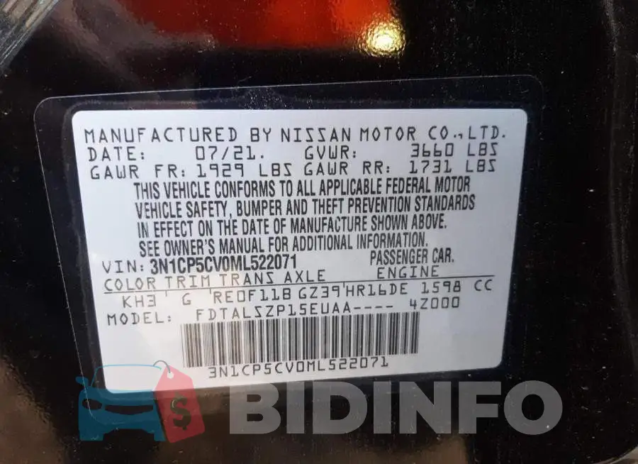 3N1CP5CV0ML522071 Photo# 13