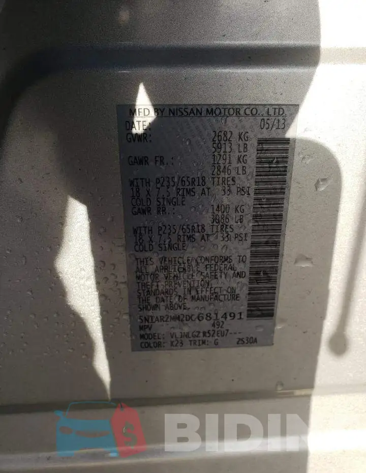 5N1AR2MM2DC681491 Photo# 13