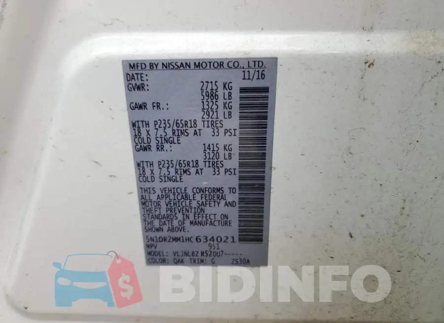 5N1DR2MM1HC634021 Photo# 10