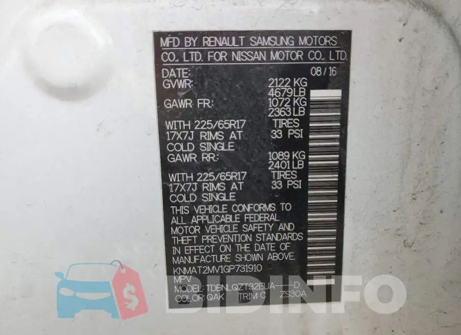 KNMAT2MV1GP731910 Photo# 10
