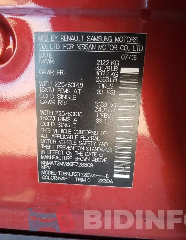 KNMAT2MV8GP728809 Photo# 12