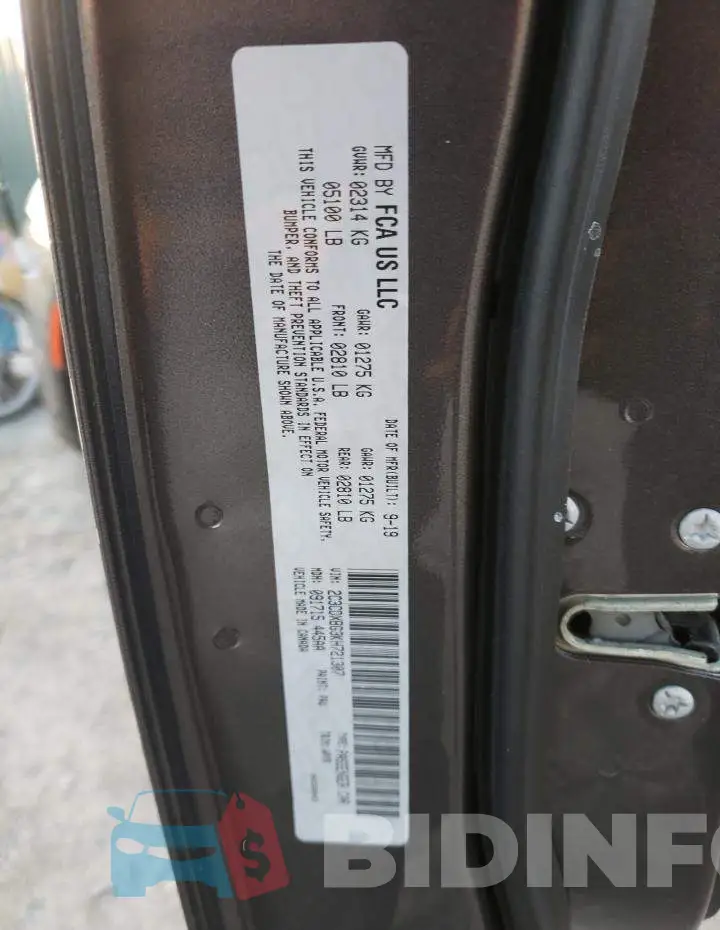2C3CDXBG3KH721307 Photo# 10