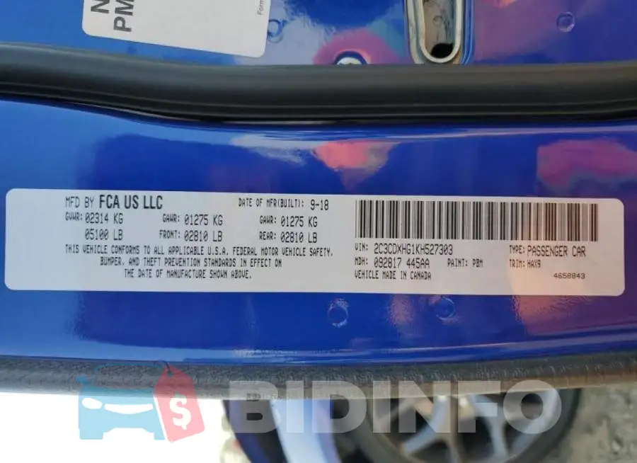 2C3CDXHG1KH527303 Photo# 10