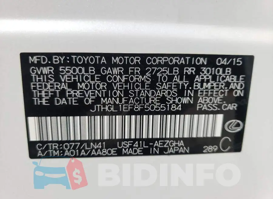 JTHGL1EF8F5055184 Photo# 10