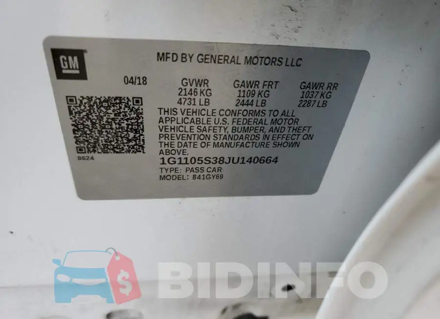 1G1105S38JU140664 Photo# 12