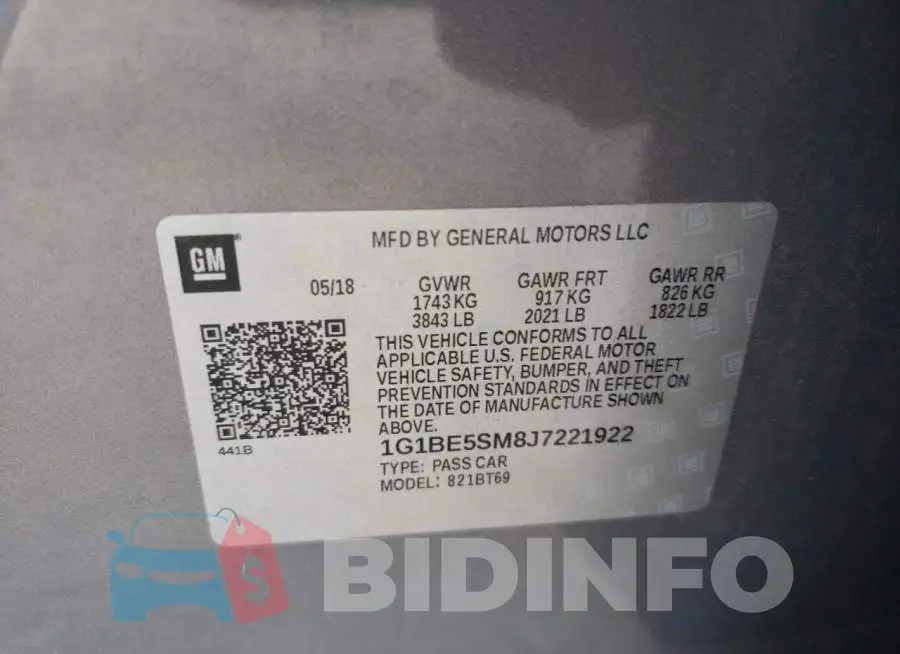 1G1BE5SM8J7221922 Photo# 10