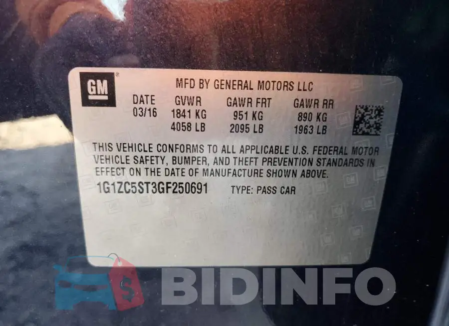 1G1ZC5ST3GF250691 Photo# 12