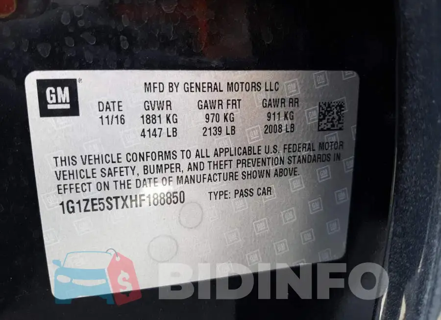 1G1ZE5STXHF188850 Photo# 10