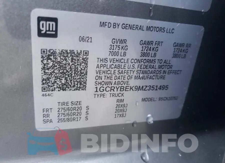 1GCRYBEK9MZ351495 Photo# 10